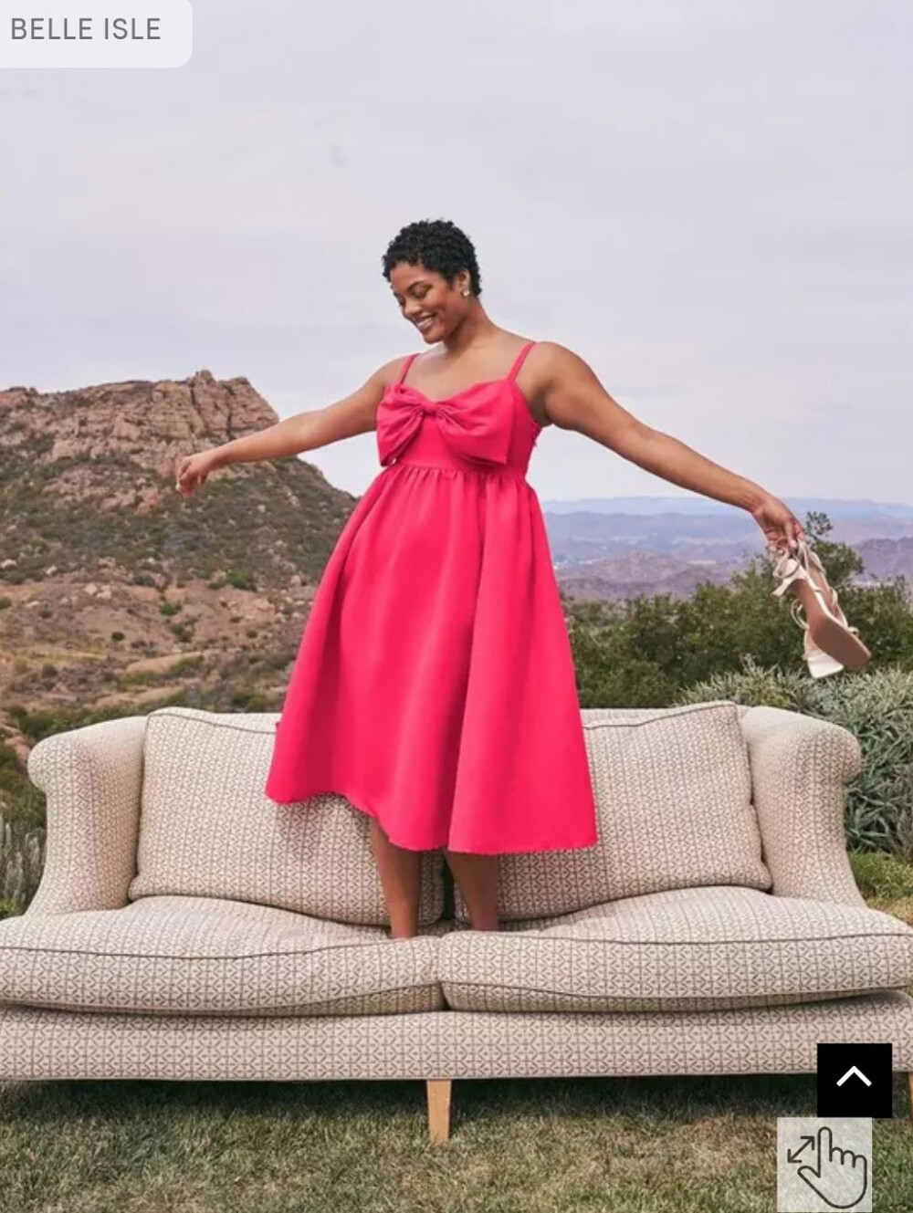 Bow Midi Dress in Bright Pink